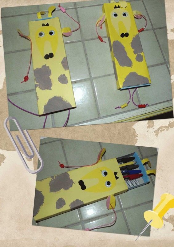 boîte à crayon girafe